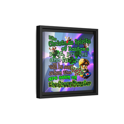 christmas spirits of boston - framed canvas art (grey-pink wave)
