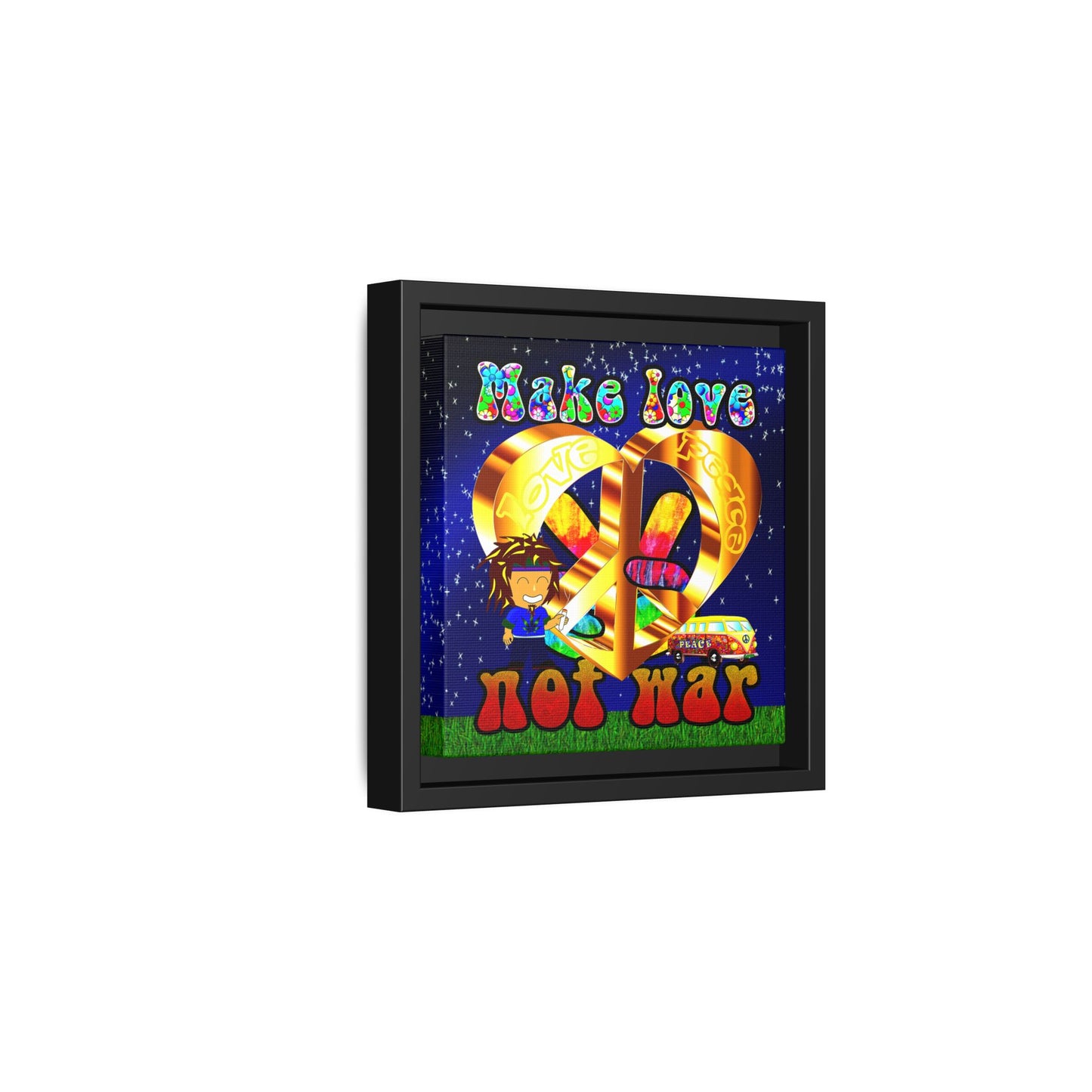 love peace - framed canvas art ('snoops' background)