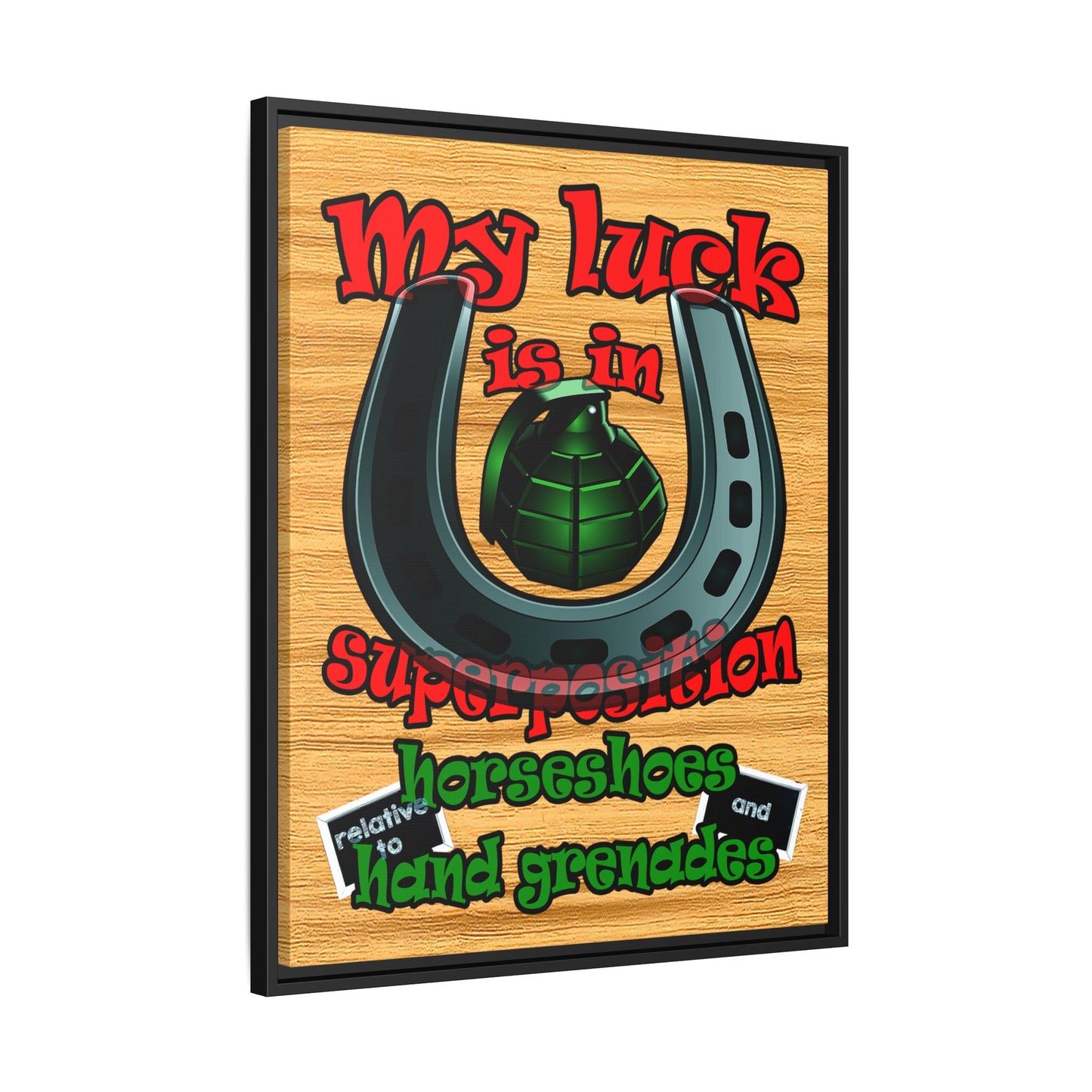 my luck - framed canvas art (butterscotch wood finish)