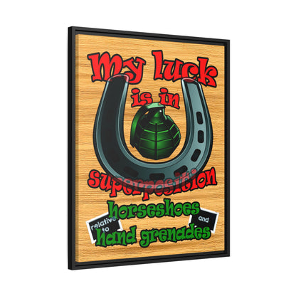 my luck - framed canvas art (butterscotch wood finish)