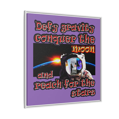 defy conquer reach - framed canvas art (light purple)