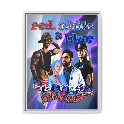 rw&b lives matter - framed canvas art (grey-pink wave)