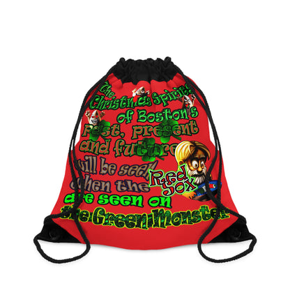 christmas spirits of boston - Drawstring Bag (red)