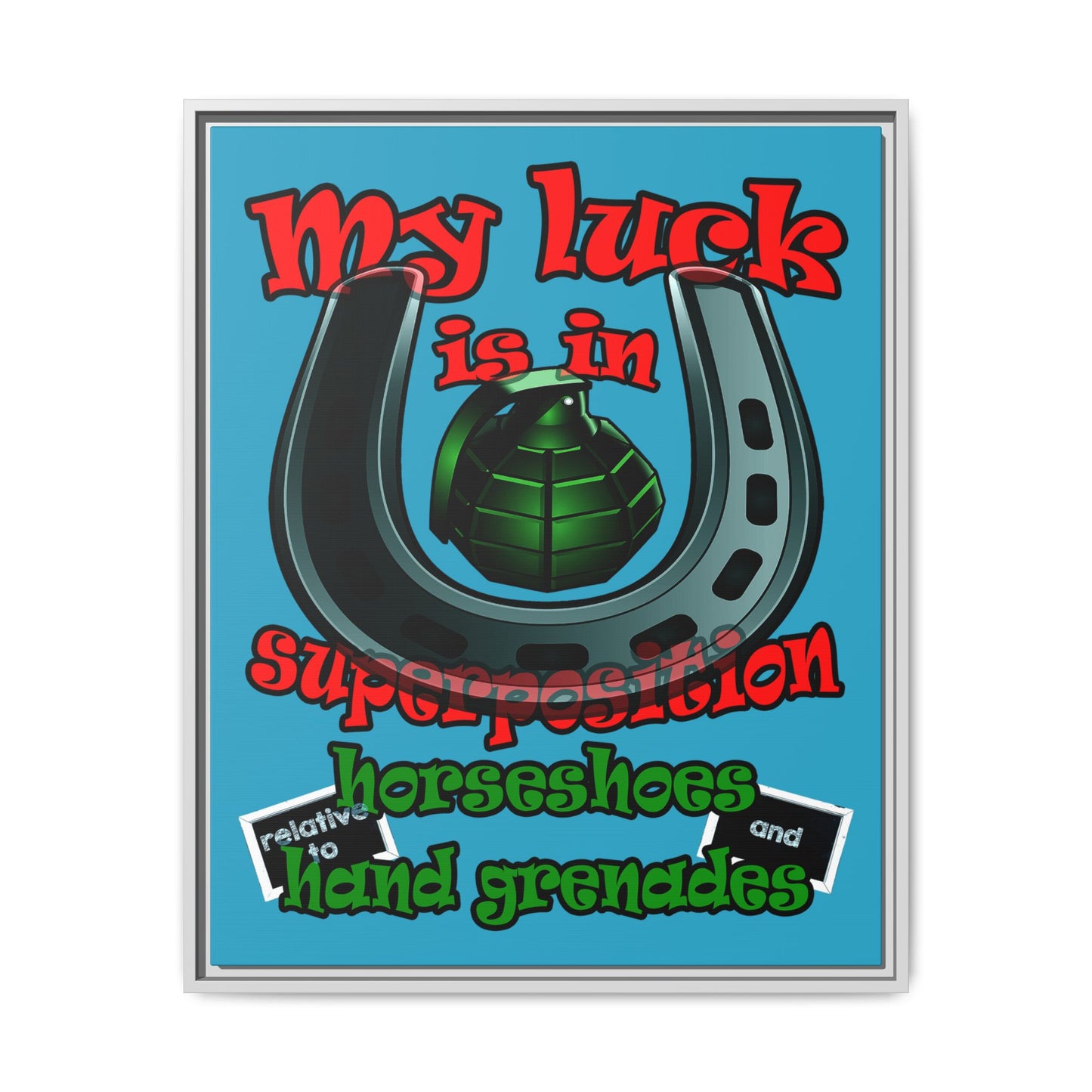 my luck - framed canvas art (turquoise)