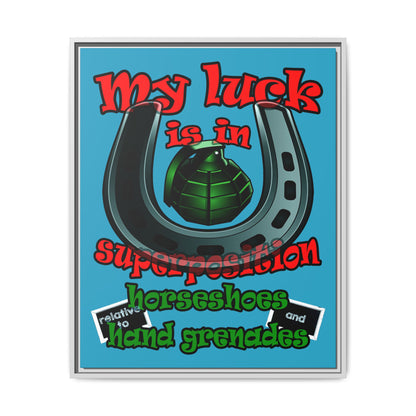 my luck - framed canvas art (turquoise)