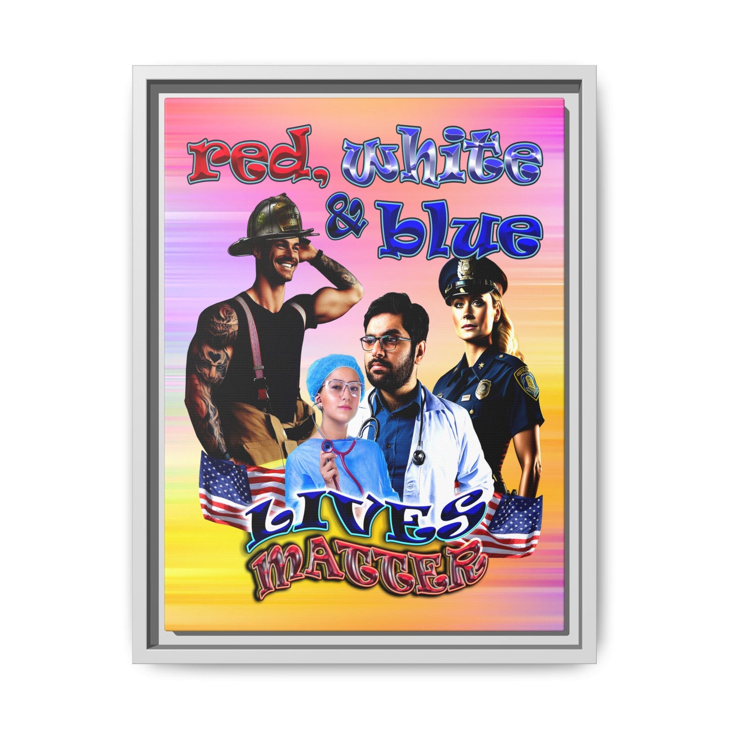 rw&b lives matter - framed canvas art (color blur)