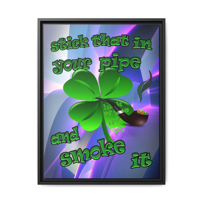 stick that in your pipe and smoke it - framed canvas art (grey-pink wave)
