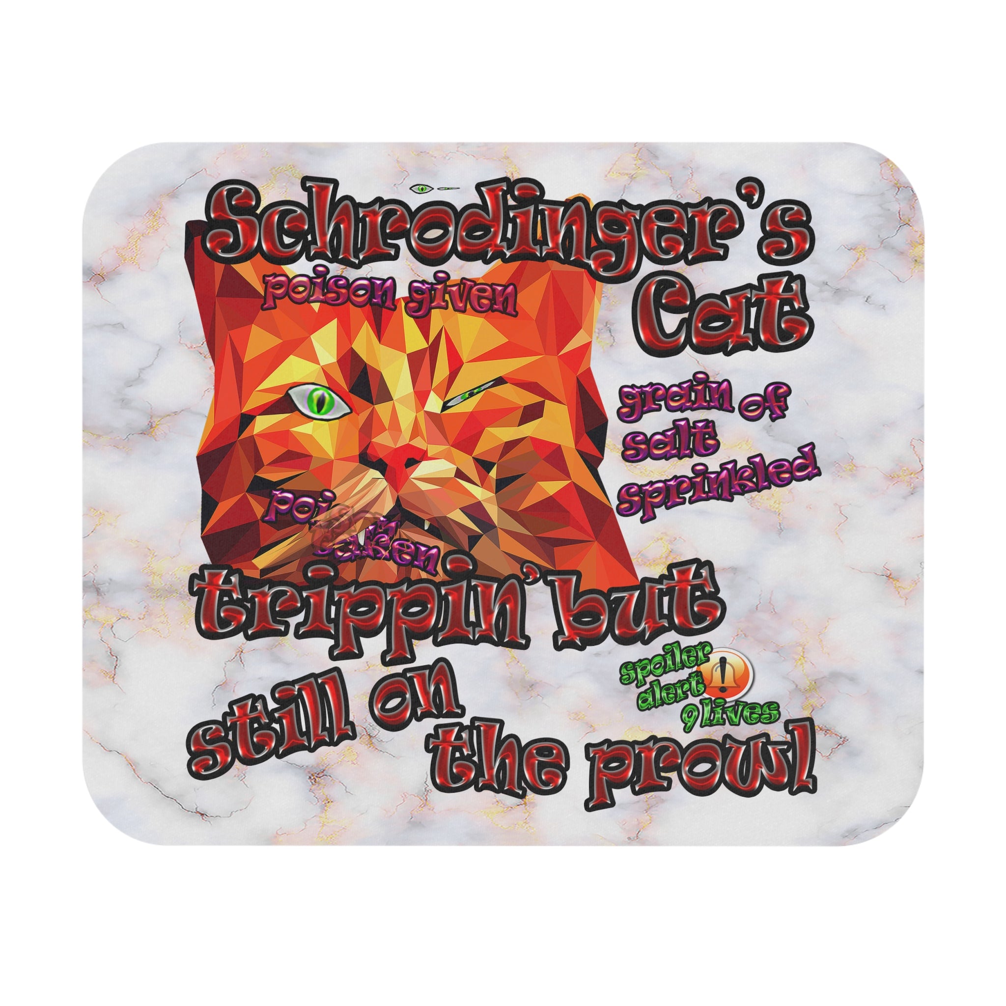 schrodinger's cat - Mouse Pad (Rectangle) (white marble)