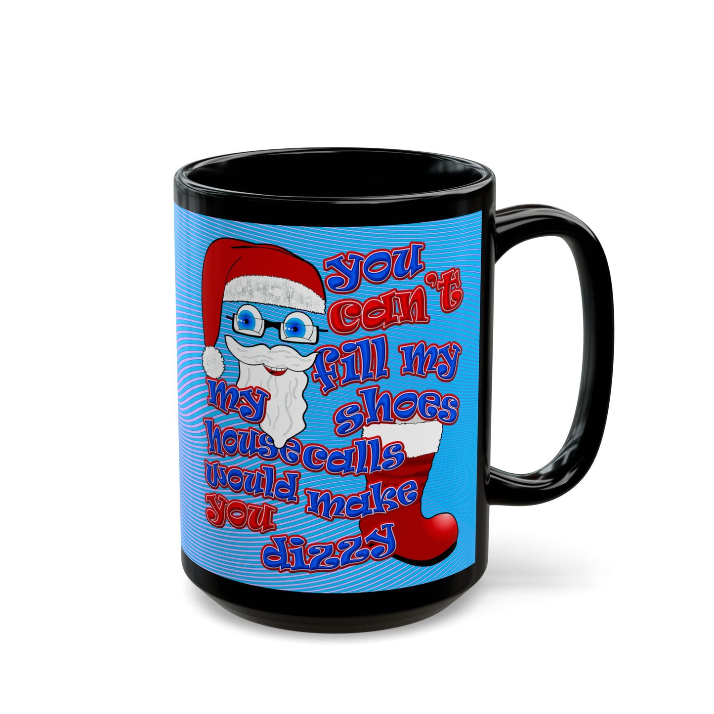 santa's shoes - Black Mug (light blue-purple wave)
