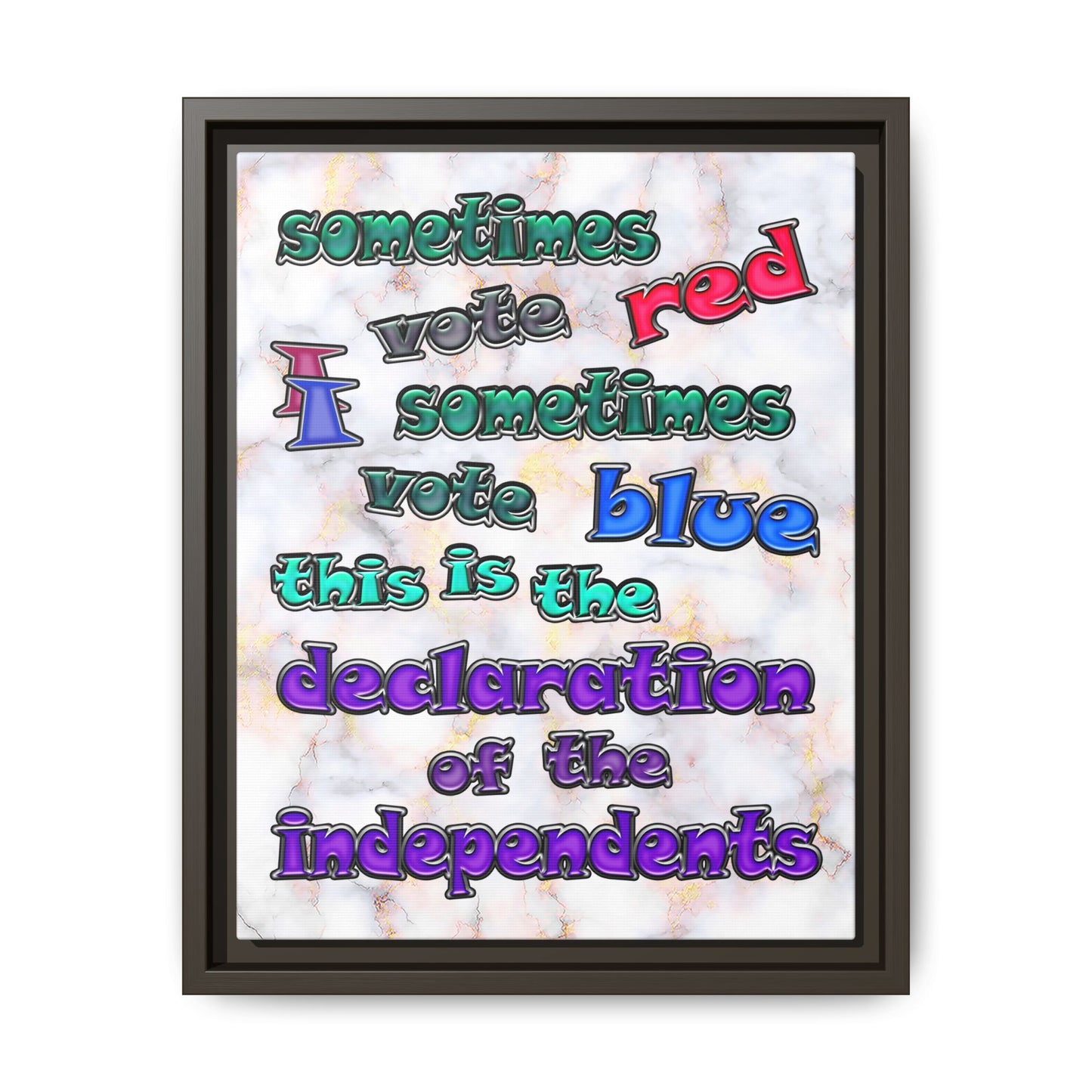declaration of the independents - framed canvas art (white marble)