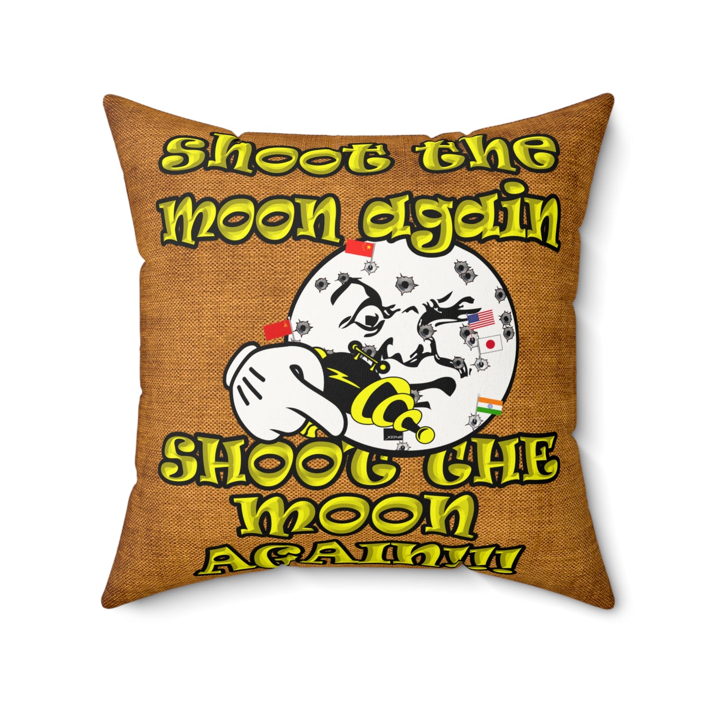 shoot the moon again - Faux Suede Square Pillow - (dichromatic brown papyrus)
