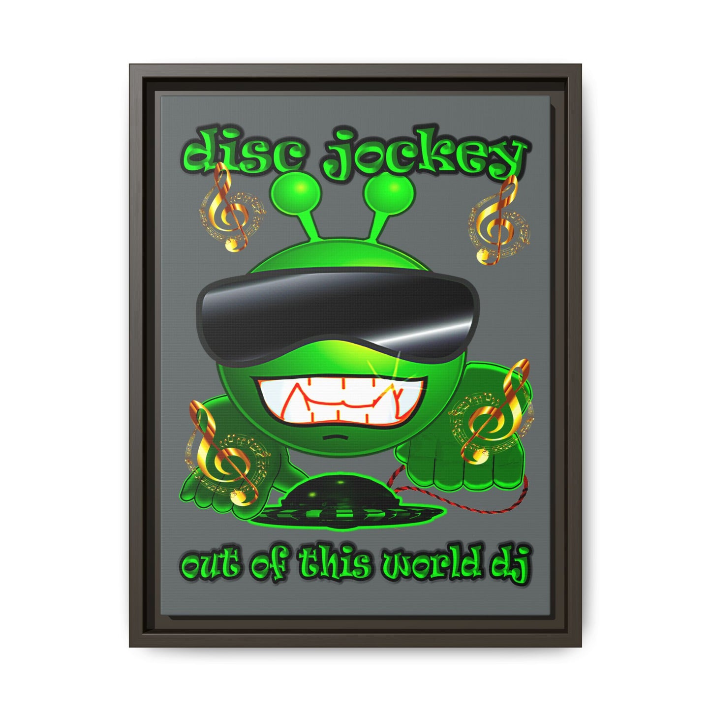 disc jockey - framed canvas art (dark grey)