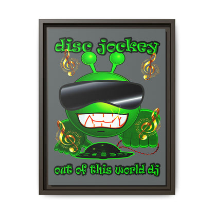 disc jockey - framed canvas art (dark grey)