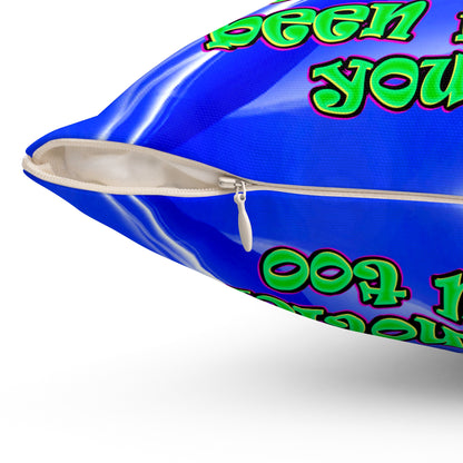 noticed you noticing - Spun Polyester Square Pillow - (blue-white wave)