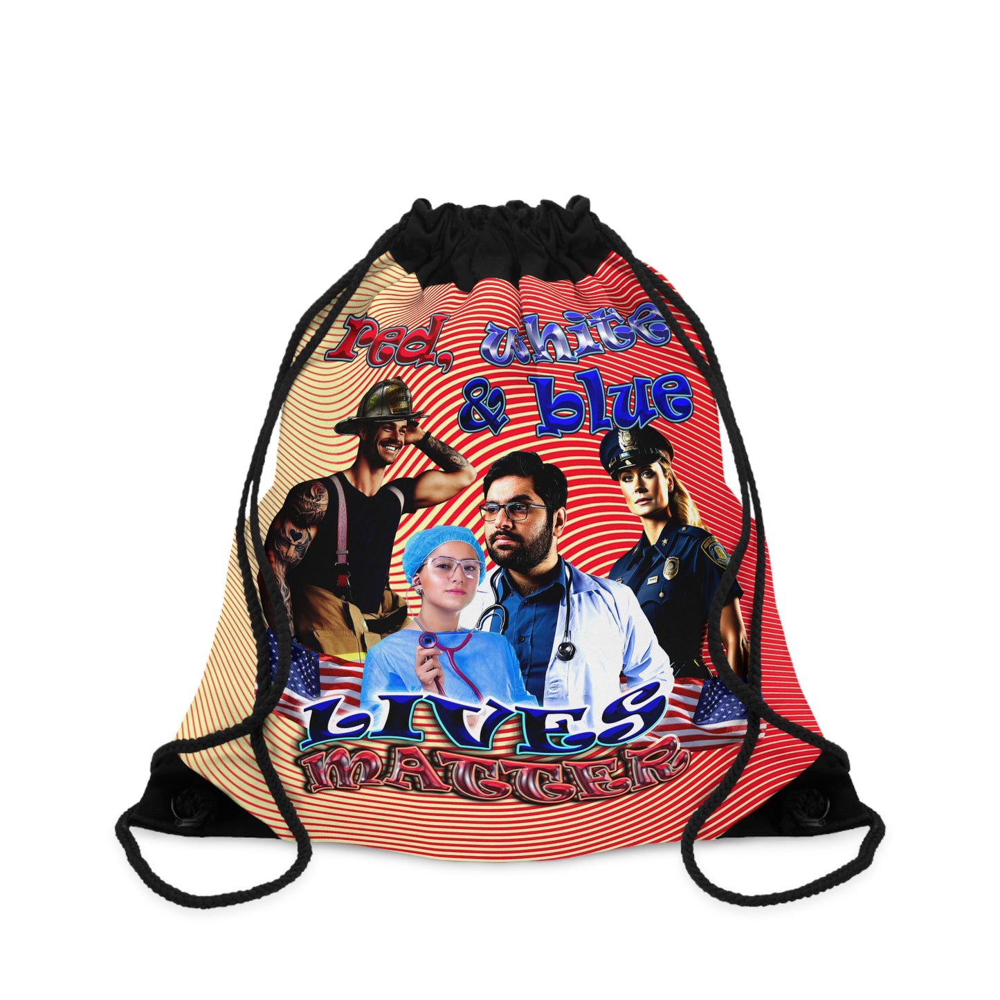 rw&b lives matter - Drawstring Bag (yellow-orange wave)