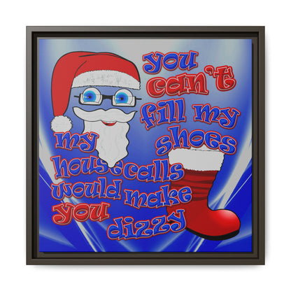 santa's shoes - framed canvas art (blue-white wave)