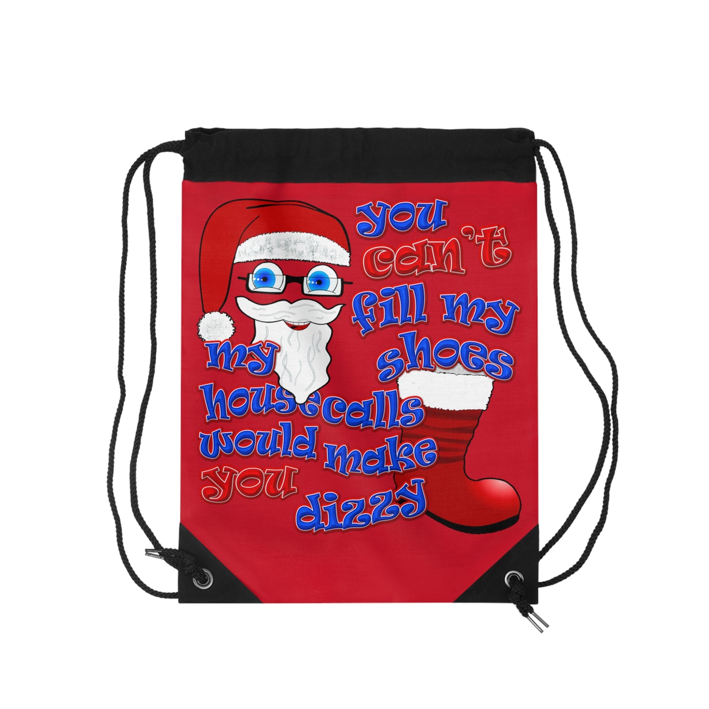 santa's shoes - Drawstring Bag (dark red)