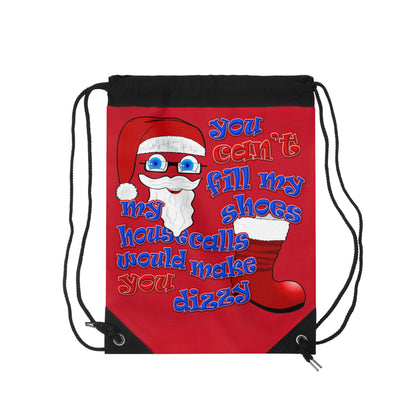 santa's shoes - Drawstring Bag (dark red)