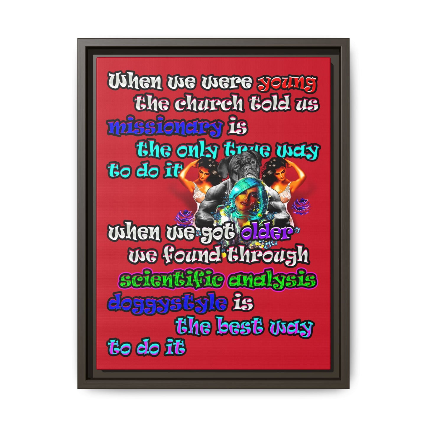 doggystyle - framed canvas art (dark red)