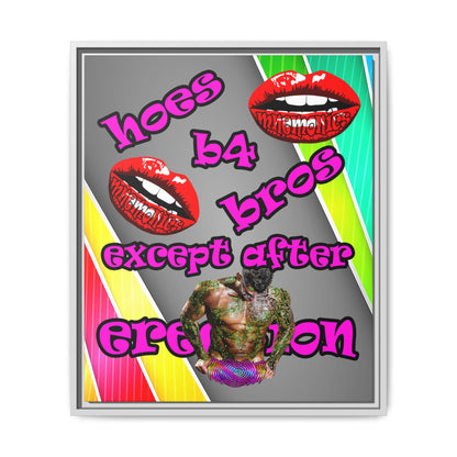 hoes b4 bros - framed canvas art (rainbow split)