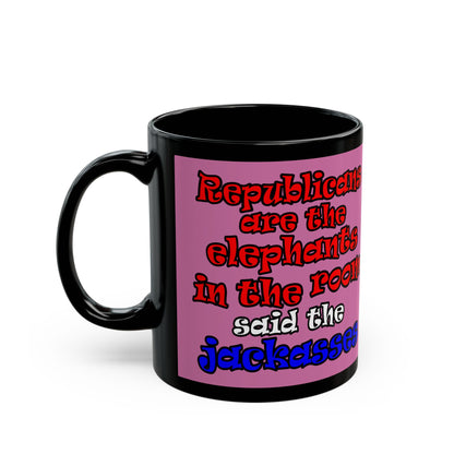 donkeys and elephants - Black Mug (light pink)