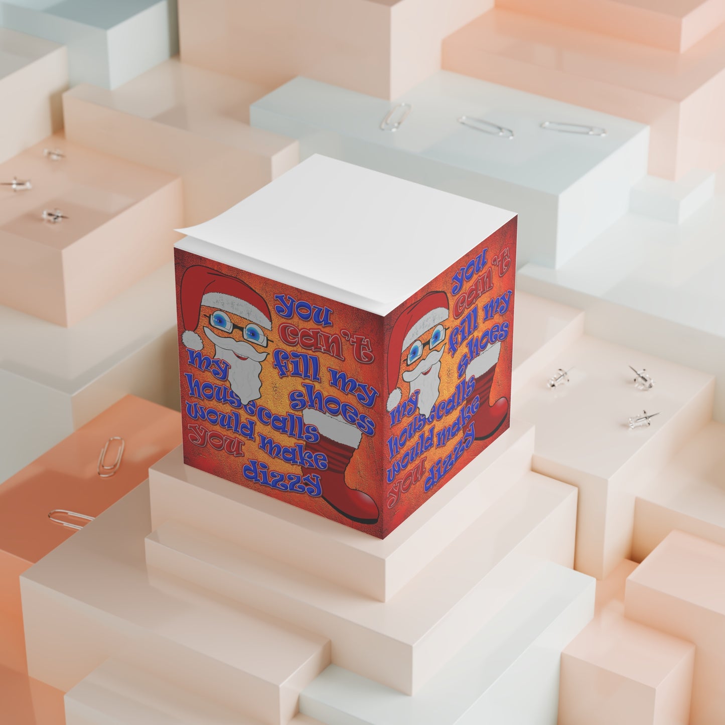 santa's shoes - note cube (burnt orange)