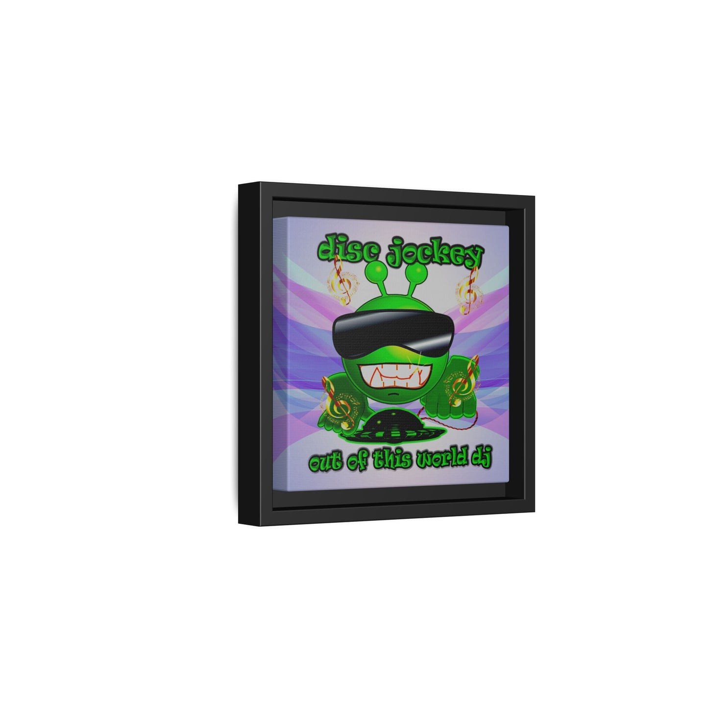 disc jockey - framed canvas art (light blue-pink wave)
