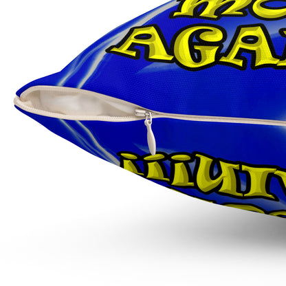shoot the moon again - Spun Polyester Square Pillow - (blue-white wave)