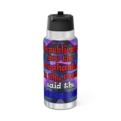 donkeys and elephants - Gator Tumbler, 32oz  (grey-pink wave)