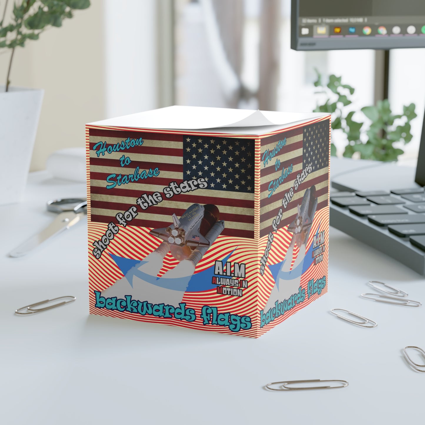 shoot for the stars - note cube (yellow-orange wave)