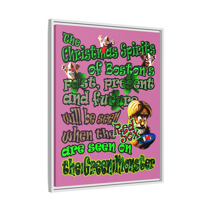 christmas spirits of boston - framed canvas art (light pink)