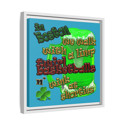 celtics logo - framed canvas art (turquoise)