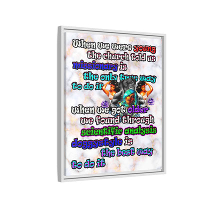 doggystyle - framed canvas art (white marble)
