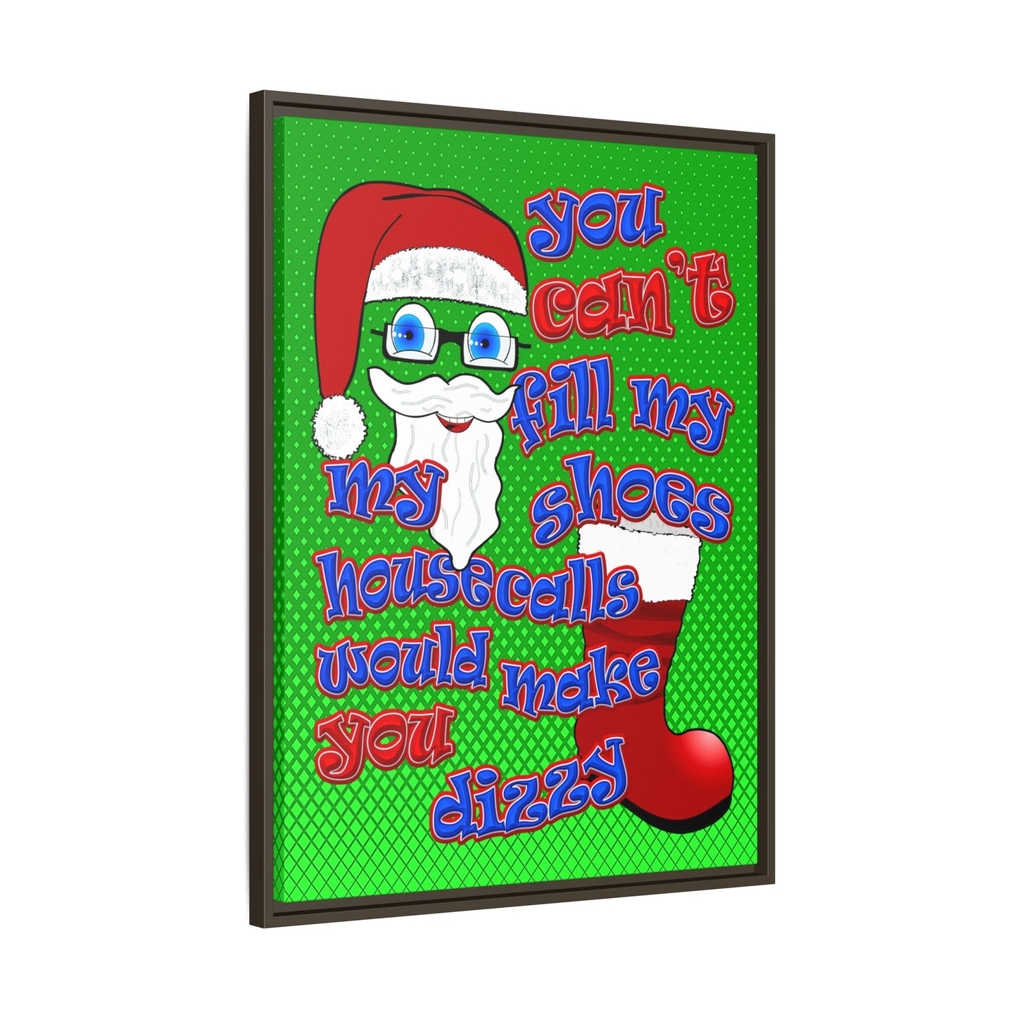 santa's shoes - framed canvas art (logo green)
