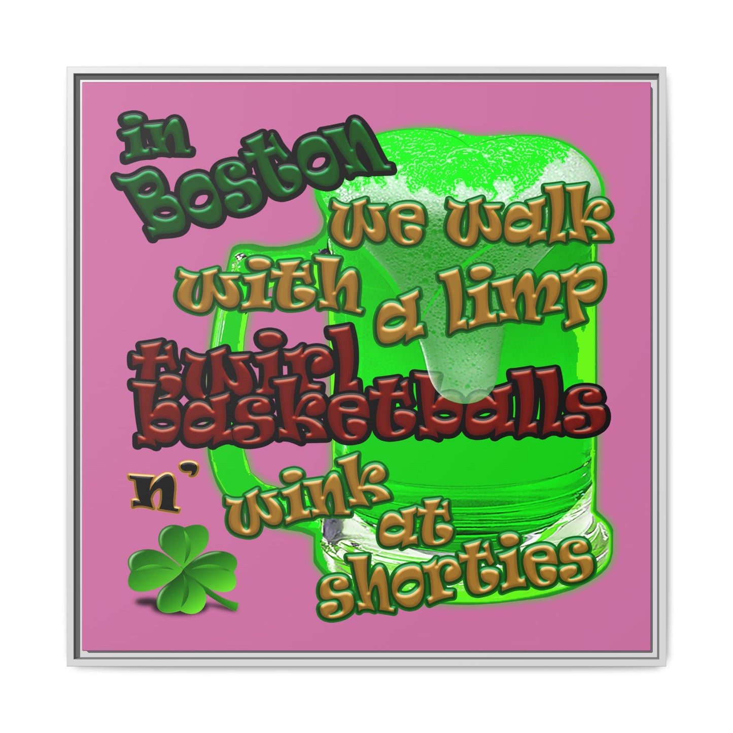 celtics logo - framed canvas art (light pink)