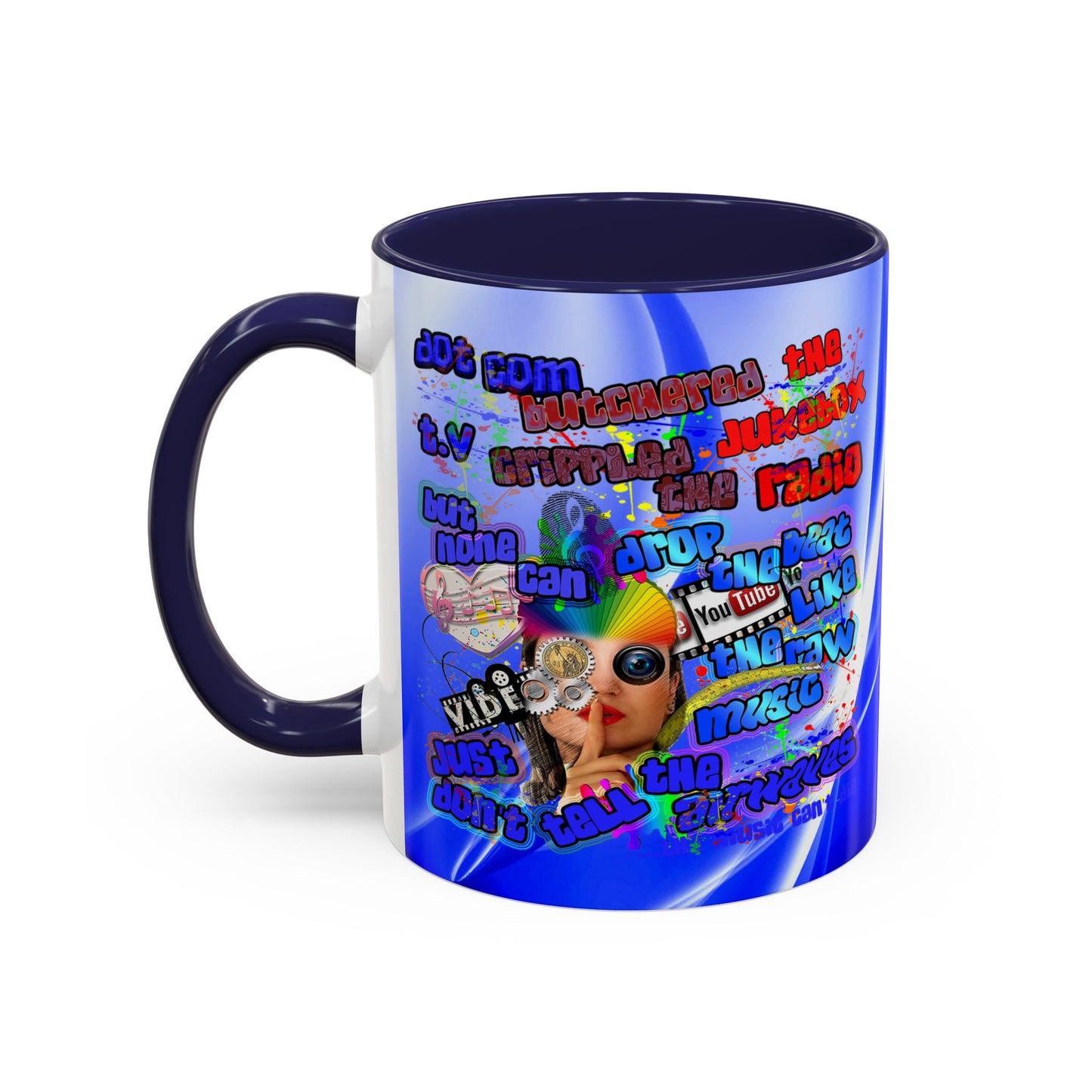 drop the beat - Accent Mug (blue-white wave)