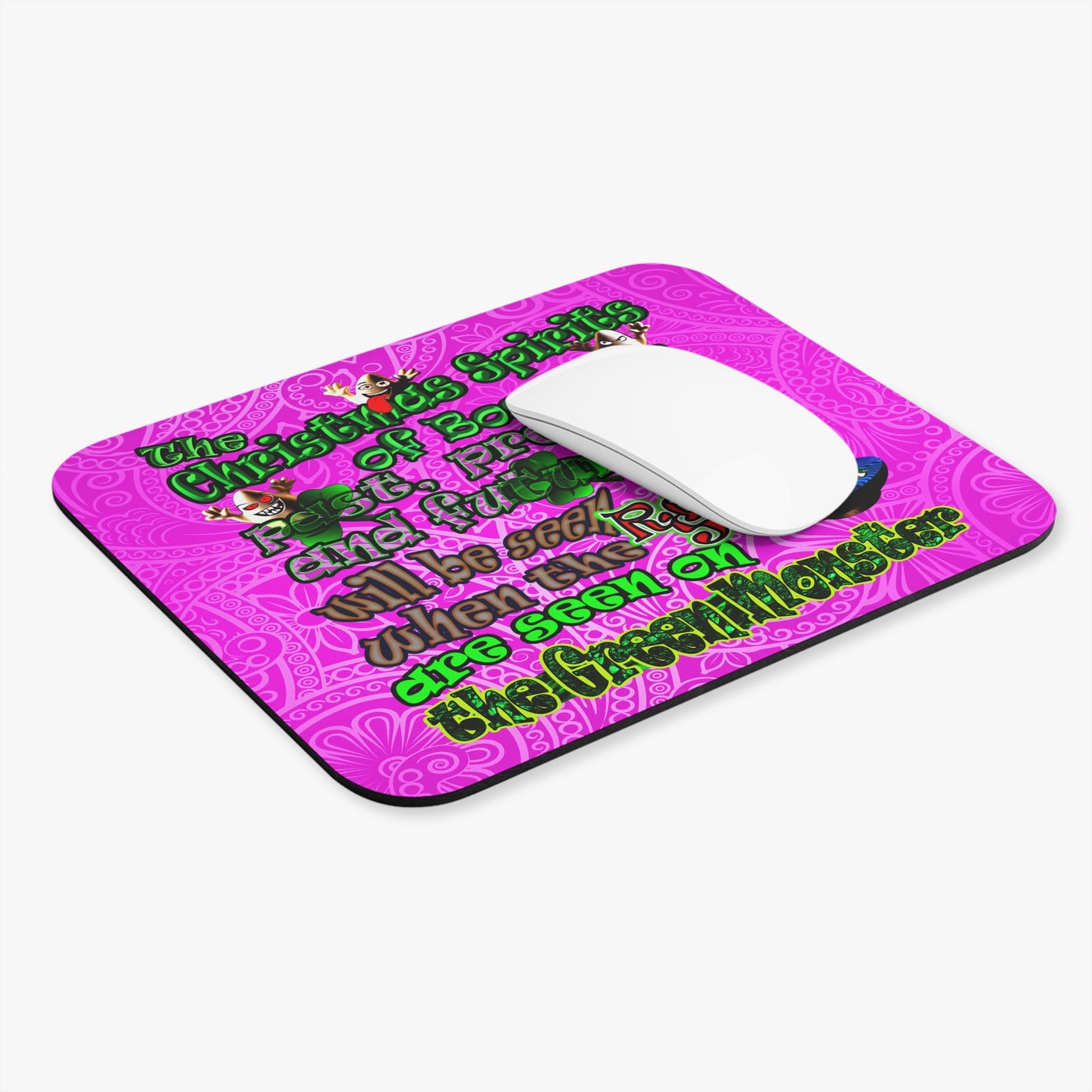 christmas spirits of boston - Mouse Pad (Rectangle) (pink swirl)