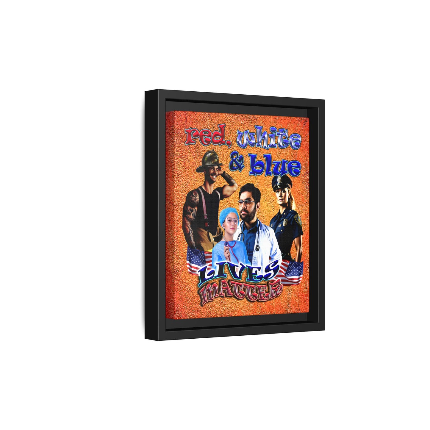 rw&b lives matter - framed canvas art (burnt orange)