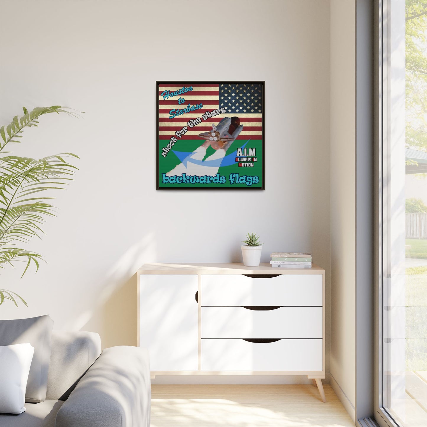 shoot for the stars - framed canvas art (dark green)