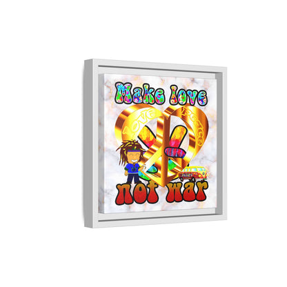 love peace - framed canvas art (white marble)