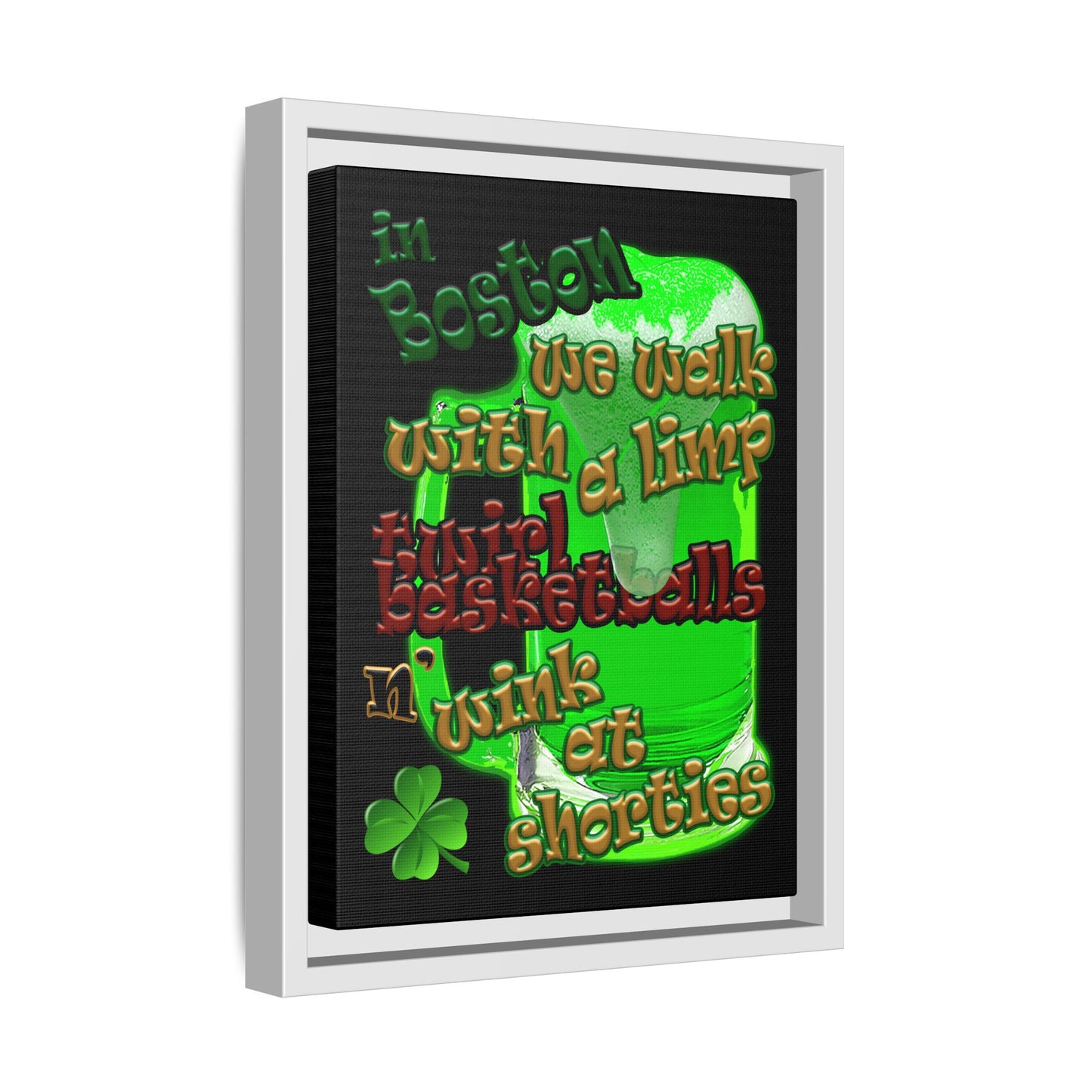 celtics logo - framed canvas art (black)