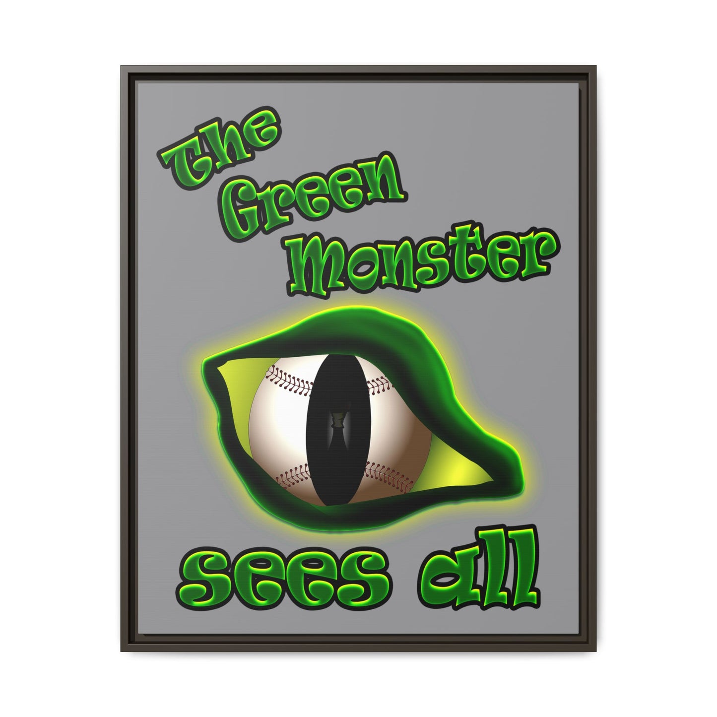 green monster - framed canvas art (grey)