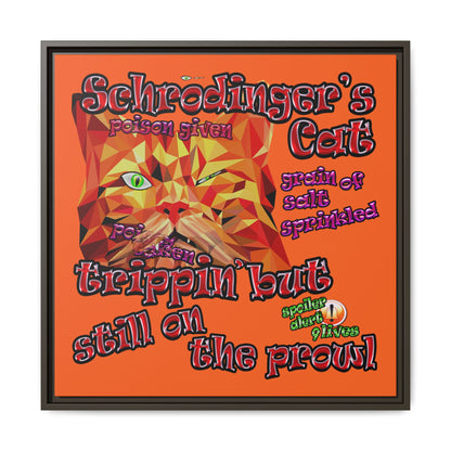 schrodinger's cat - framed canvas art (orange)