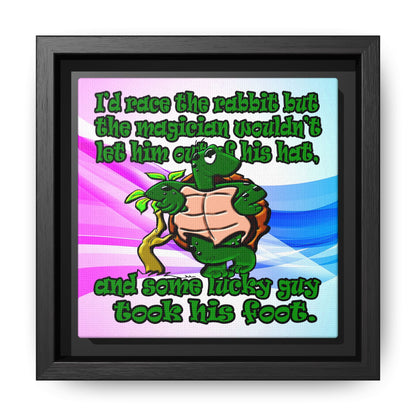 turtle race - framed canvas art (light blue-pink wave)