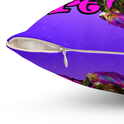 hoes b4 bros - Spun Polyester Square Pillow - (purple-pink wave)