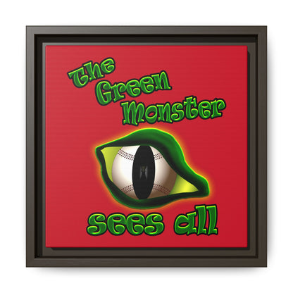 green monster - framed canvas art (dark red)