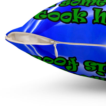 turtle race - Spun Polyester Square Pillow - (blue-white wave)