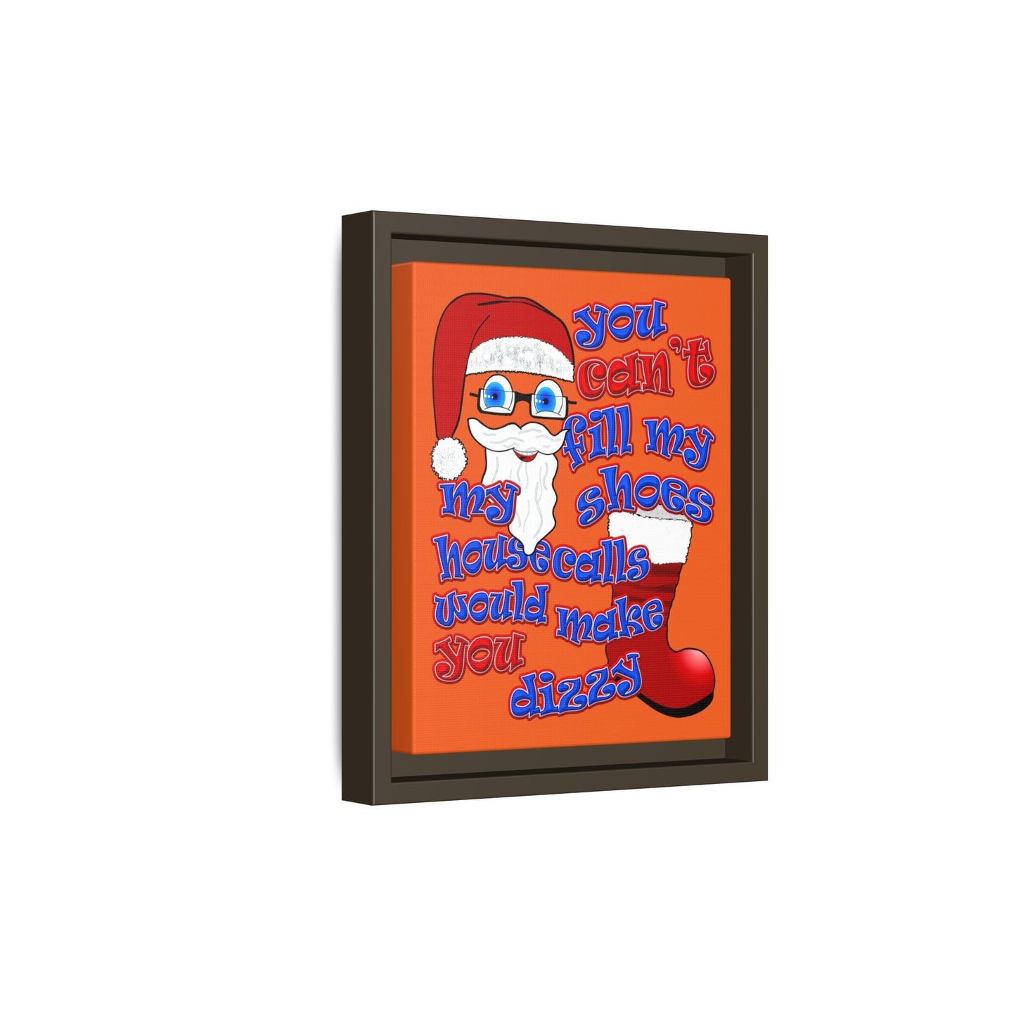 santa's shoes - framed canvas art (orange)