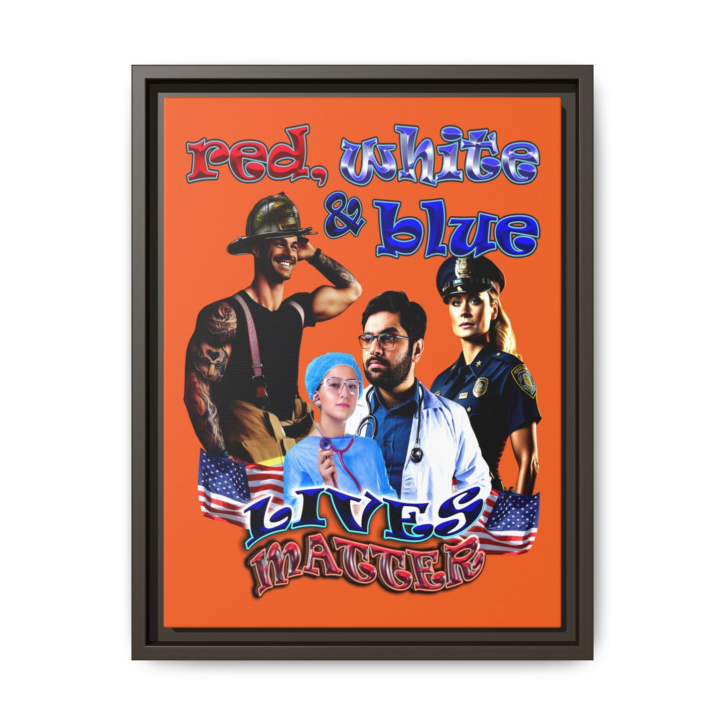 rw&b lives matter - framed canvas art (orange)