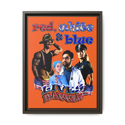 rw&b lives matter - framed canvas art (orange)